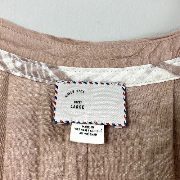 Women's Tan Striped Anthropologie Postmark Blouse L - Picture 4 of 7